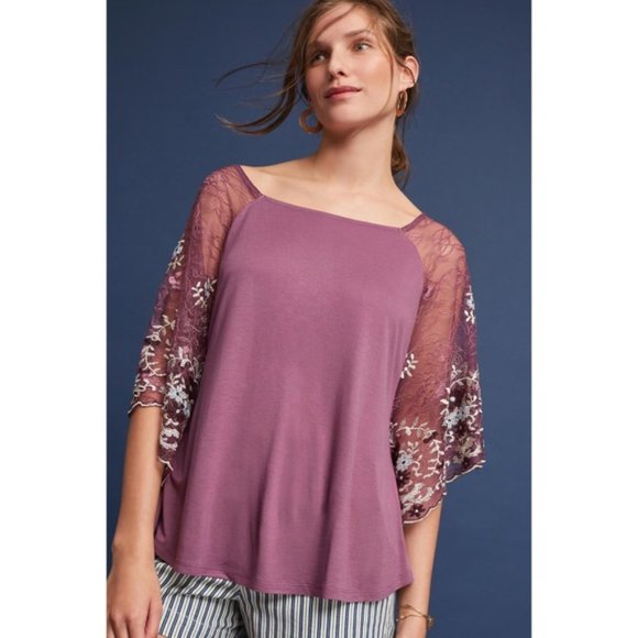 Anthropologie Akemi + Kin mauve lace top - Picture 2 of 6